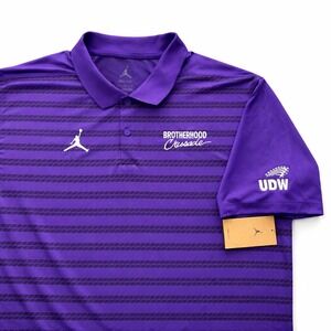 Jordan Brand Dri-FIT Purple Stripe Polo Shirt Brotherhood Crusade Mens Large NWT